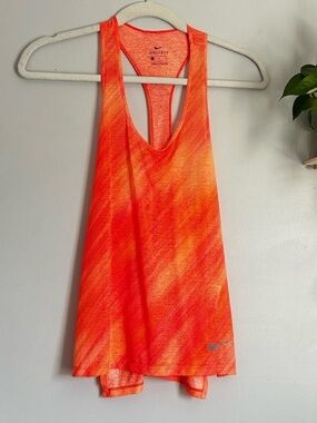 Nike Breath Women Orange Sheer Lightweight Running Tank Size small workout gym